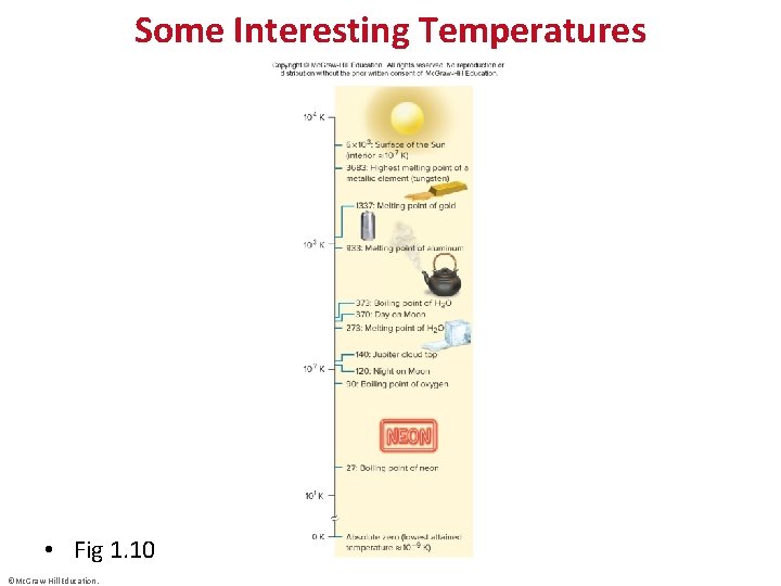 Some Interesting Temperatures • Fig 1. 10 ©Mc. Graw-Hill Education. 