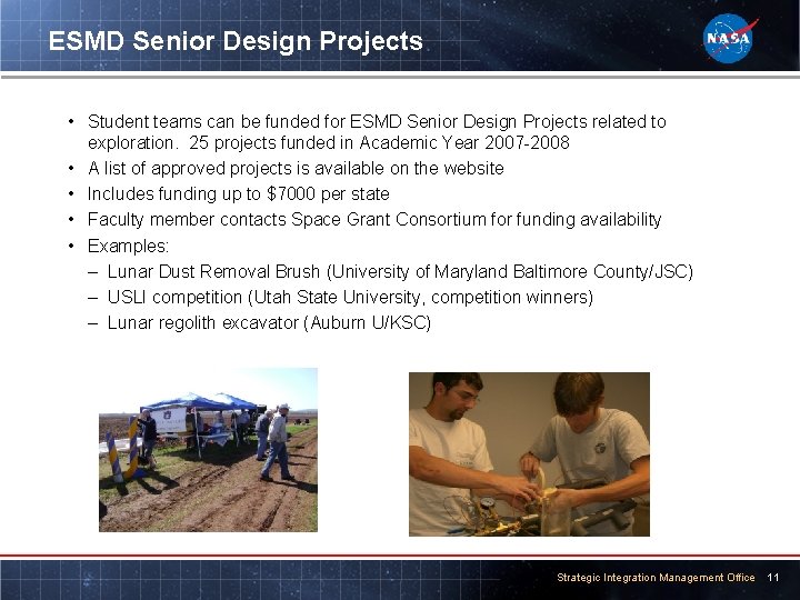 ESMD Senior Design Projects • Student teams can be funded for ESMD Senior Design
