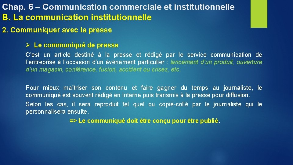 Chap 6 Communication commerciale et institutionnelle B La