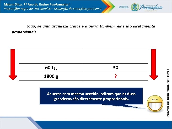 Matemática, 7º Ano do Ensino Fundamental Proporção: regra de três simples – resolução de