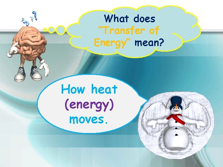 What does “Transfer of Energy” mean? How heat (energy) moves. 