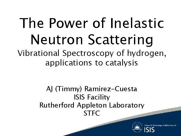 The Power of Inelastic Neutron Scattering Vibrational Spectroscopy of hydrogen, applications to catalysis AJ