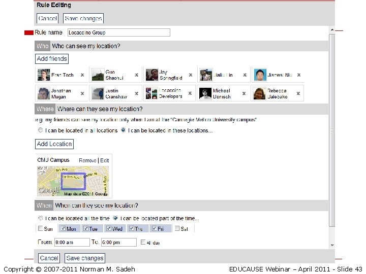 Copyright © 2007 -2011 Norman M. Sadeh EDUCAUSE Webinar – April 2011 - Slide