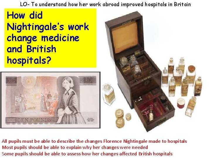 LO- To understand how her work abroad improved hospitals in Britain How did Nightingale’s