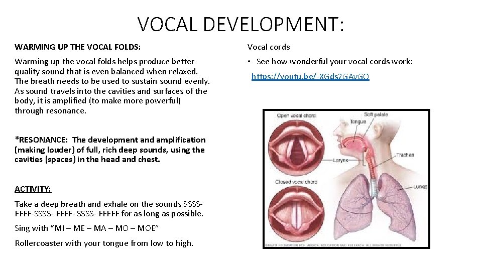 VOCAL DEVELOPMENT: WARMING UP THE VOCAL FOLDS: Vocal cords Warming up the vocal folds VOCAL DEVELOPMENT: WARMING UP THE VOCAL FOLDS: Vocal cords Warming up the vocal folds