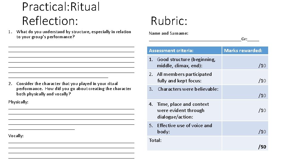 Practical: Ritual Reflection: 1. What do you understand by structure, especially in relation to Practical: Ritual Reflection: 1. What do you understand by structure, especially in relation to