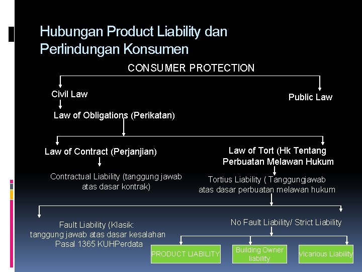 Hubungan Product Liability dan Perlindungan Konsumen CONSUMER PROTECTION Civil Law Public Law of Obligations