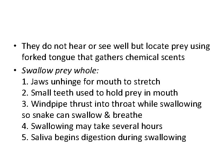  • They do not hear or see well but locate prey using forked