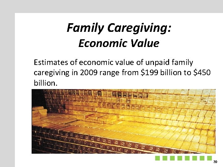 Family Caregiving: Economic Value Estimates of economic value of unpaid family caregiving in 2009