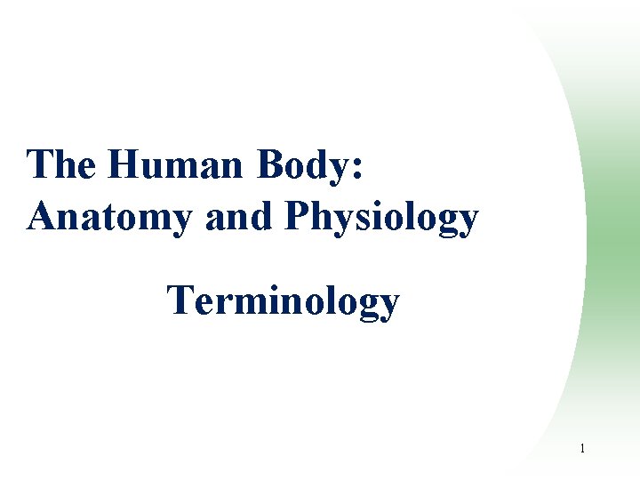 The Human Body: Anatomy and Physiology Terminology 1 