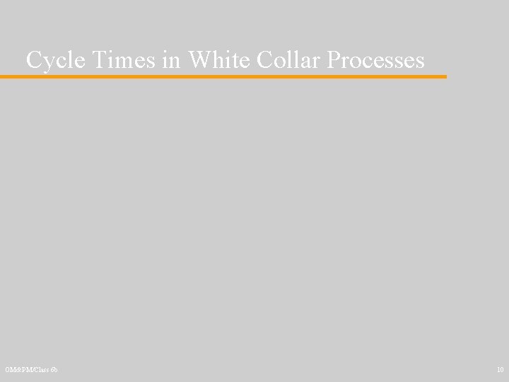Cycle Times in White Collar Processes OM&PM/Class 6 b 10 