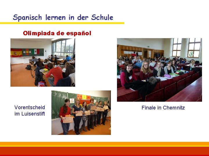 Spanisch lernen in der Schule Olimpiada de español Vorentscheid im Luisenstift Spanisch ist Trumpf!