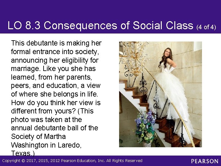 LO 8. 3 Consequences of Social Class (4 of 4) This debutante is making