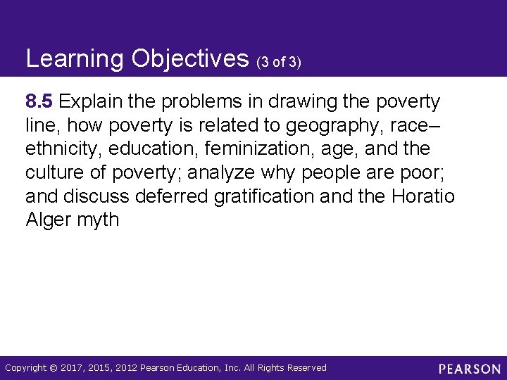 Learning Objectives (3 of 3) 8. 5 Explain the problems in drawing the poverty