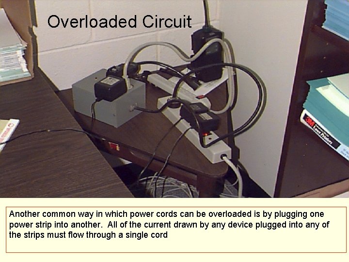 Overloaded Circuit Another common way in which power cords can be overloaded is by