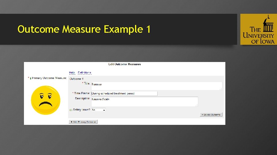 Outcome Measure Example 1 