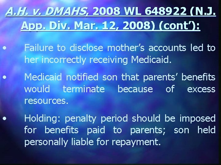 A. H. v. DMAHS, 2008 WL 648922 (N. J. App. Div. Mar. 12, 2008)