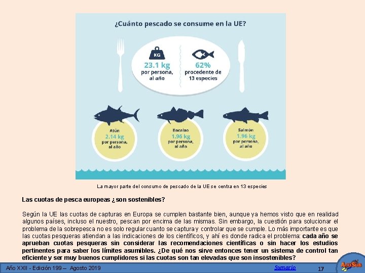 La mayor parte del consumo de pescado de la UE se centra en 13