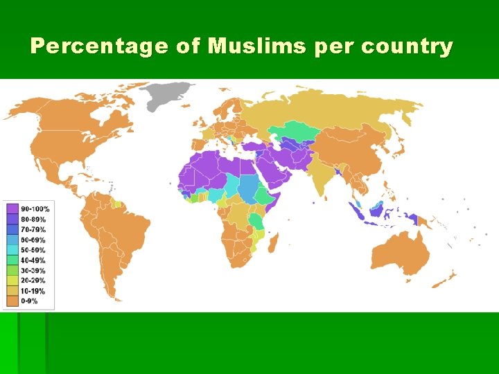 Percentage of Muslims per country 