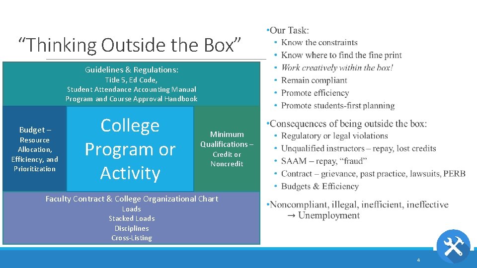 “Thinking Outside the Box” Guidelines & Regulations: Title 5, Ed Code, Student Attendance Accounting