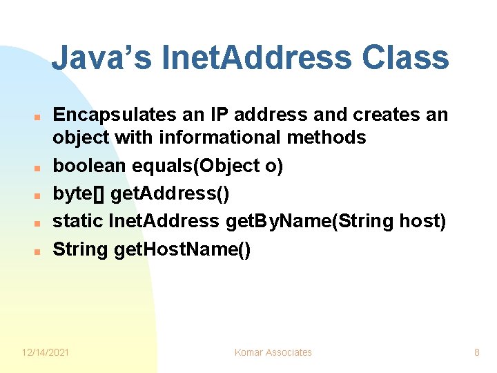 ClientServer Using Sockets Joe Komar 12142021 Komar Associates