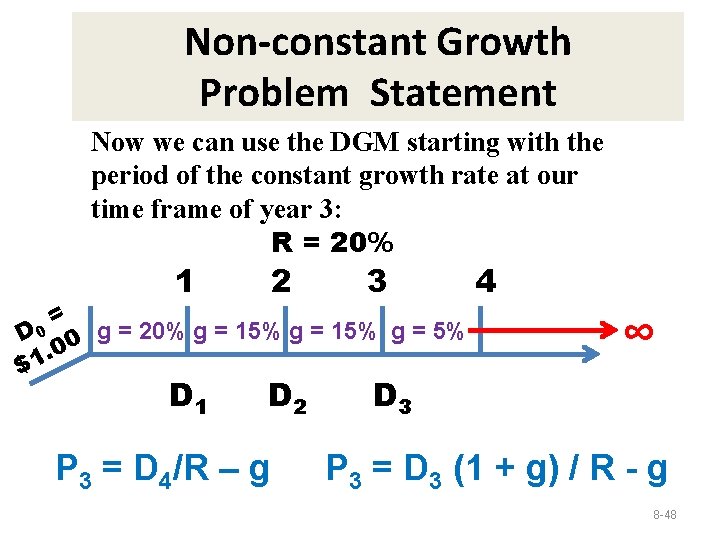 Non-constant Growth Problem Statement Now we can use the DGM starting with the period