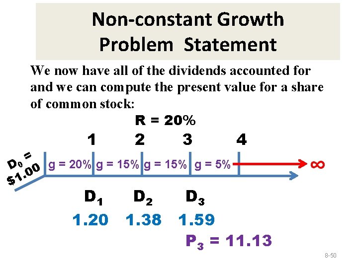 Non-constant Growth Problem Statement We now have all of the dividends accounted for and