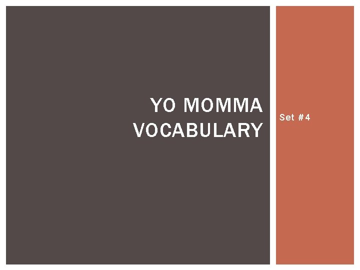 YO MOMMA VOCABULARY Set #4 