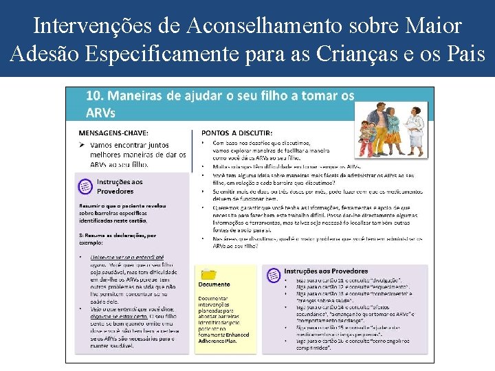 Intervenções de Aconselhamento sobre Maior Adesão Especificamente para as Crianças e os Pais 