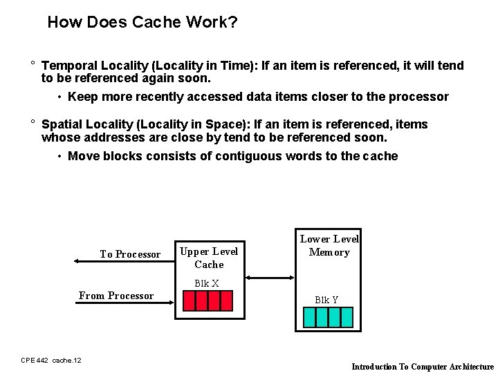 How Does Cache Work? ° Temporal Locality (Locality in Time): If an item is
