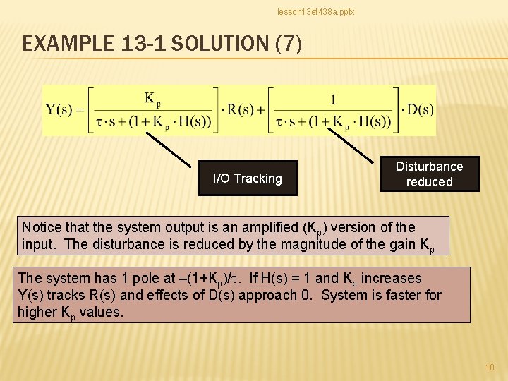 lesson 13 et 438 a. pptx EXAMPLE 13 -1 SOLUTION (7) I/O Tracking Disturbance