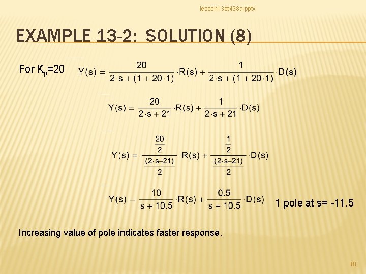 lesson 13 et 438 a. pptx EXAMPLE 13 -2: SOLUTION (8) For Kp=20 1