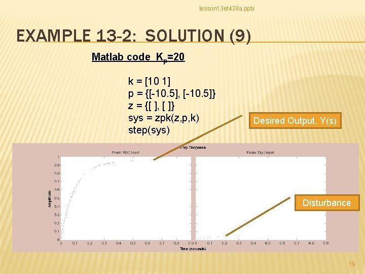 lesson 13 et 438 a. pptx EXAMPLE 13 -2: SOLUTION (9) Matlab code Kp=20