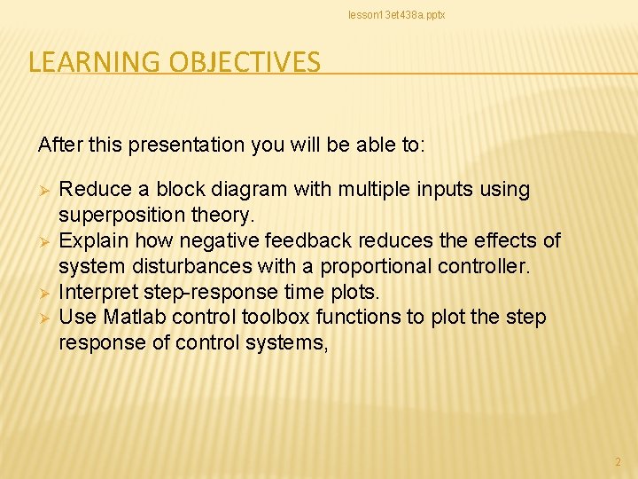lesson 13 et 438 a. pptx LEARNING OBJECTIVES After this presentation you will be