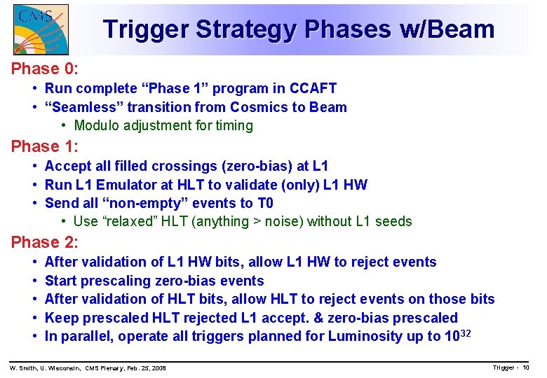 Trigger Strategy Phases w/Beam Phase 0: • Run complete “Phase 1” program in CCAFT