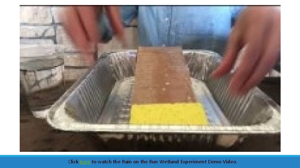 Click here to watch the Rain on the Run Wetland Experiment Demo Video. Click here to watch the Rain on the Run Wetland Experiment Demo Video.