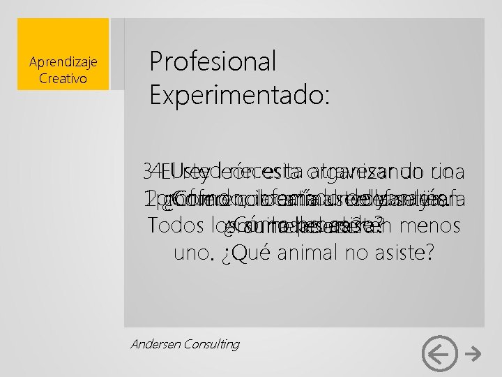 Aprendizaje Creativo Profesional Experimentado: necesita atravesar un rio 34 El. Usted rey león esta