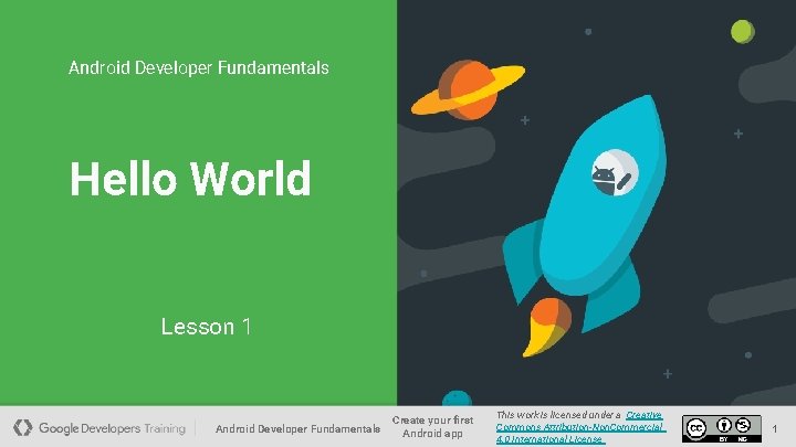 Android Developer Fundamentals Hello World Lesson 1 Android Developer Fundamentals Create your first Android