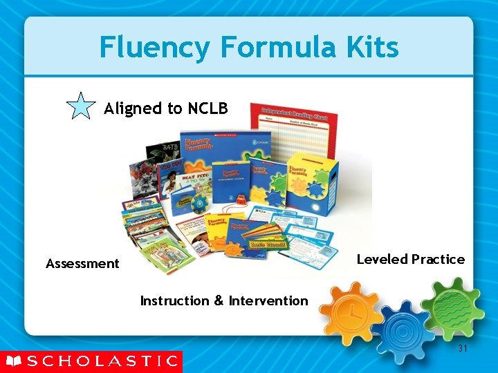 Fluency Formula Kits Aligned to NCLB Leveled Practice Assessment Instruction & Intervention 31 