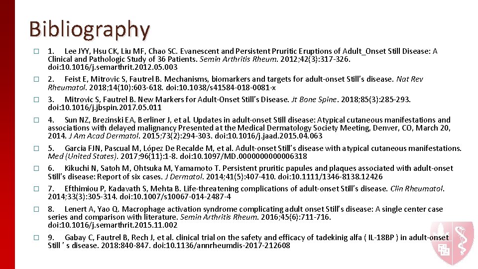 Bibliography � � � � � 1. Lee JYY, Hsu CK, Liu MF, Chao