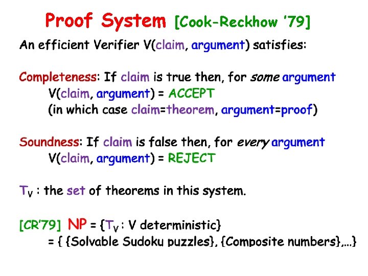 Proof System • [Cook-Reckhow ’ 79] 