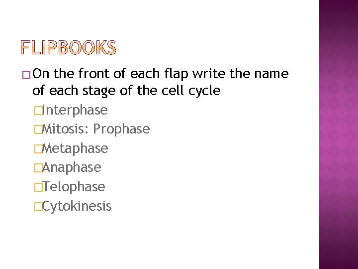 � On the front of each flap write the name of each stage of � On the front of each flap write the name of each stage of