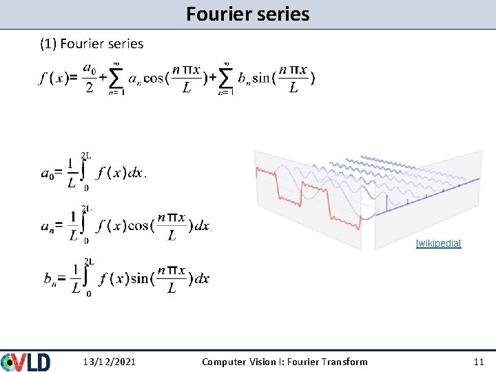 Fourier series (1) Fourier series [wikipedia] 13/12/2021 Computer Vision I: Fourier Transform 11 