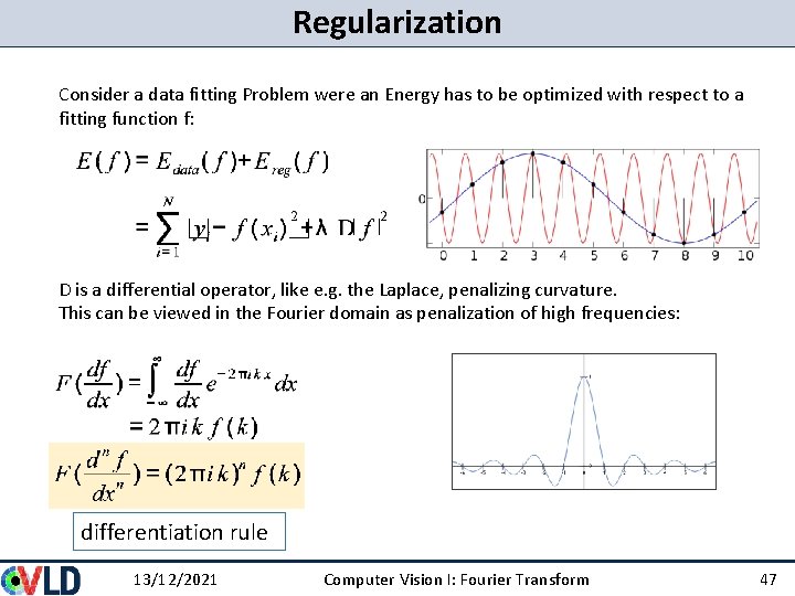 Regularization Consider a data fitting Problem were an Energy has to be optimized with