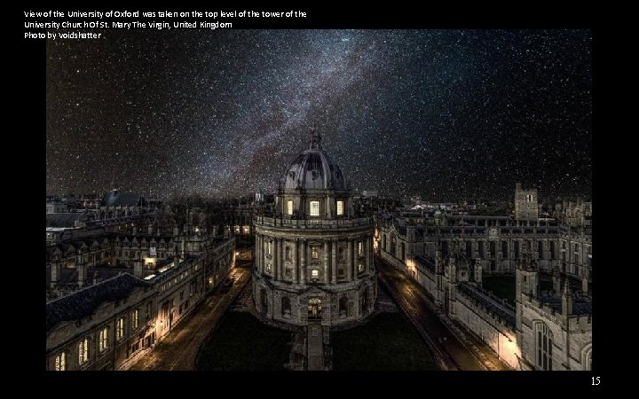 View of the University of Oxford was taken on the top level of the