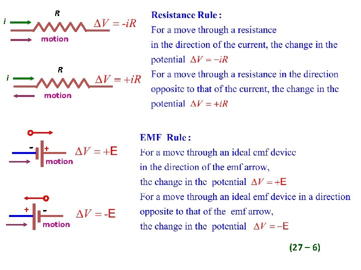 R i motion - + motion (27 – 6) 