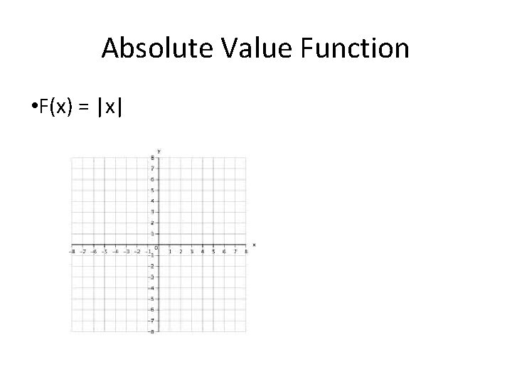 Absolute Value Function • F(x) = |x| 