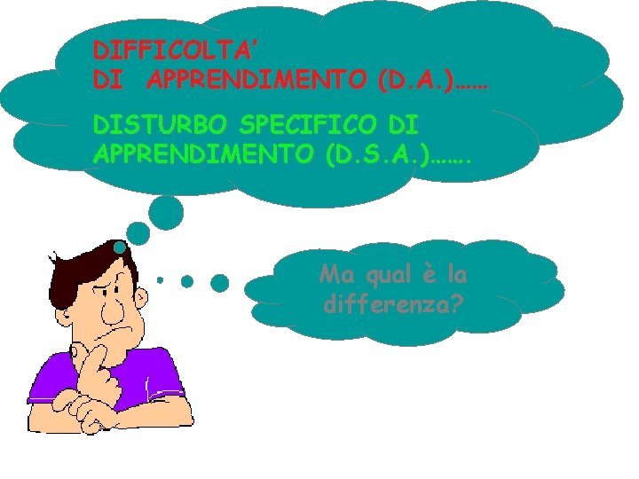 DIFFICOLTA’ DI APPRENDIMENTO (D. A. )…… DISTURBO SPECIFICO DI APPRENDIMENTO (D. S. A. )…….