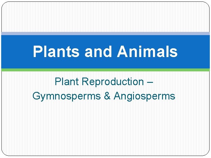 Plants and Animals Plant Reproduction – Gymnosperms & Angiosperms 