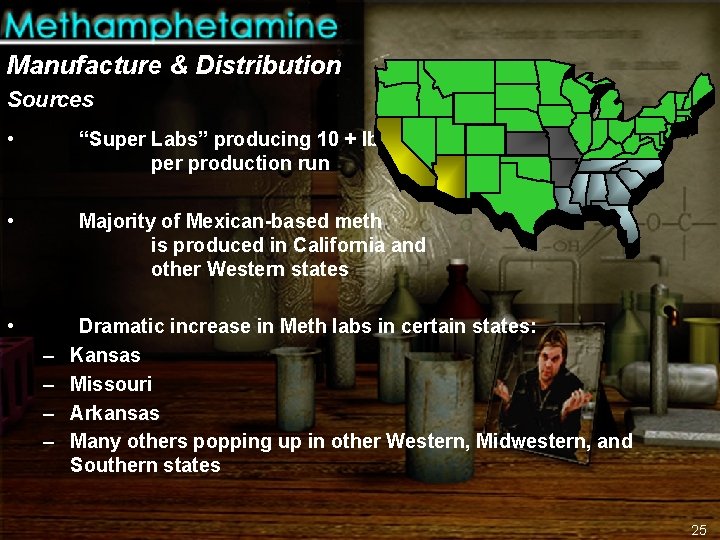 Manufacture & Distribution Sources • “Super Labs” producing 10 + lbs per production run